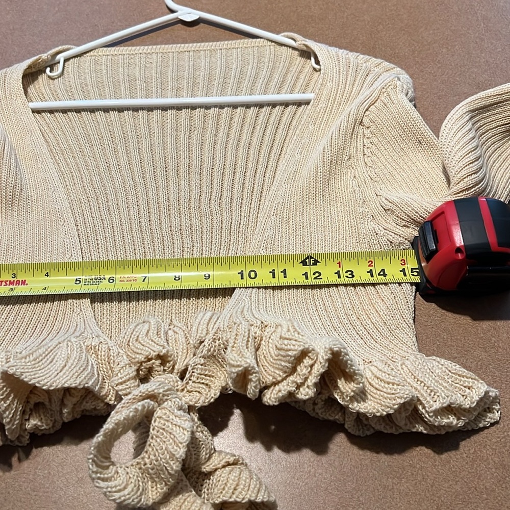 Cream Ruffle Tie-Front Sweater - Picture 2 of 2